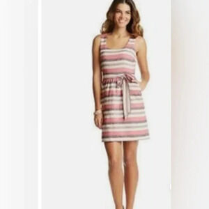 Ann Taylor LOFT Size 10 Striped Linen Cotton Blend Sleeveless Dress NEW!